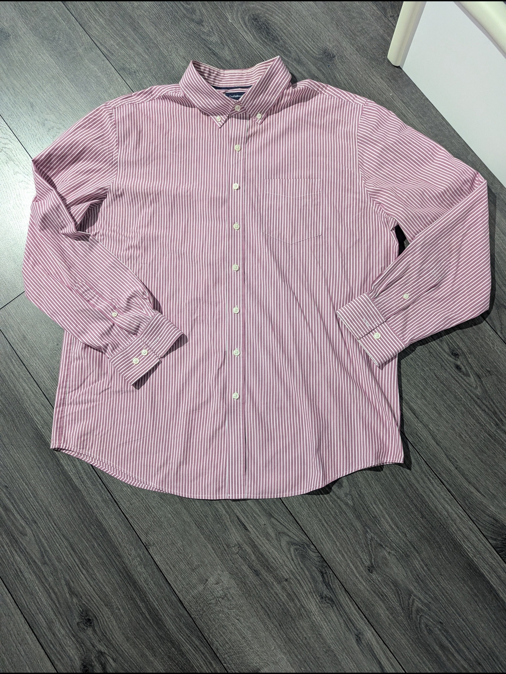 Men's Croft And Barrow Pink Striped Button-Down Dress Shirt